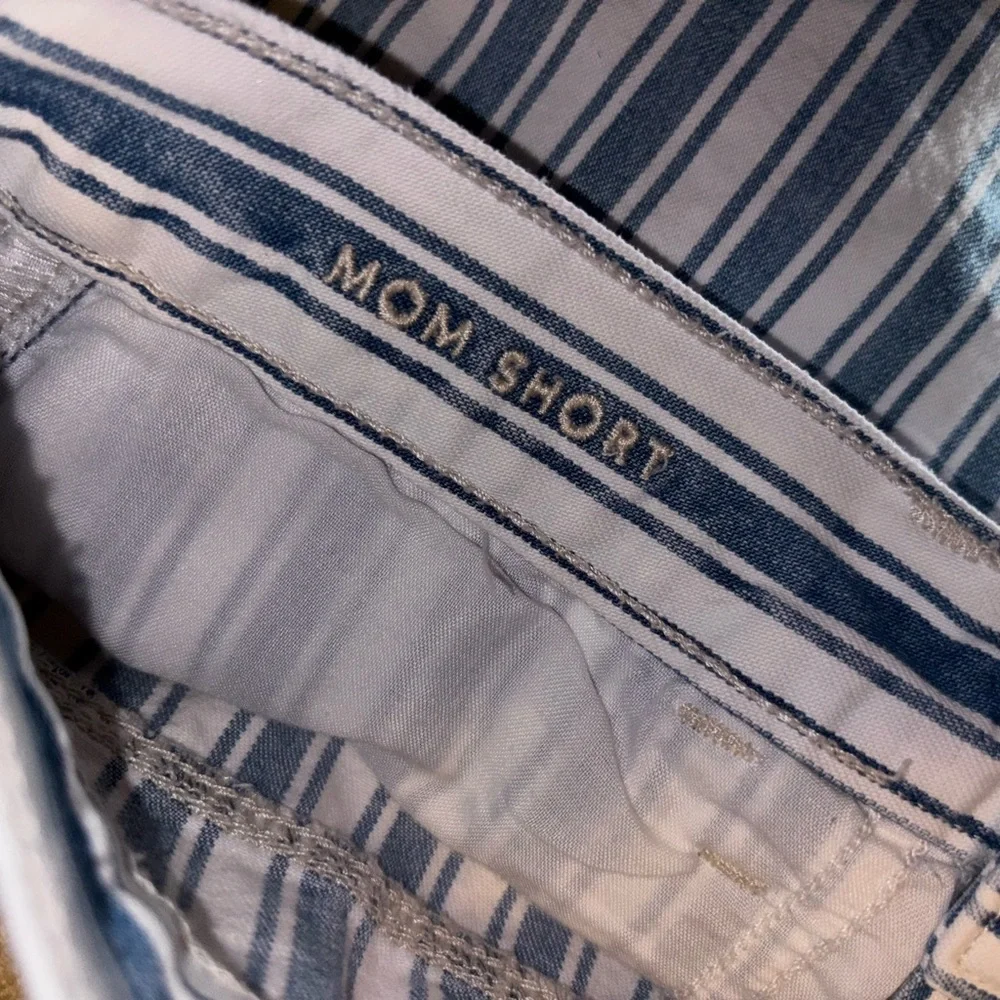 American Eagle 8 AE Mom Shorts Stripe Denim Jean Shorts Coastal Summer High Rise